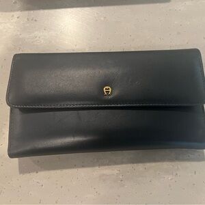 NEW Etienne Aigner wallet in logo box & inserts. Dark navy blue almost black